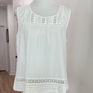 Gianni Bini White Lace Trim Blouse